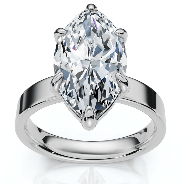 Pompeii3 Marquise Cut Cigar Band Engagement Ring 14k Gold Silver US 6.5 2