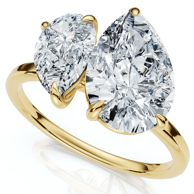 Pompeii3 Toi Et Moi Pear Shape Diamond Ring 14k Gold US 8.5 4