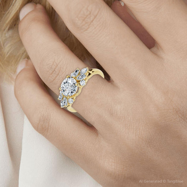Pompeii3 Feather Diamond Accent Ring 14k Gold US 5.5 4