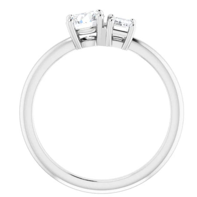 Pompeii3 Two Stone Moissanite Engagement Ring Gold US 7.5 3