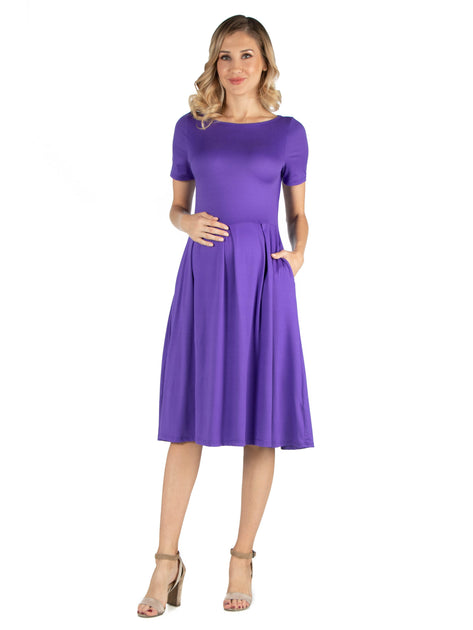 24seven Comfort Apparel Robe Mi-longue de Maternité Bleue 3X 2