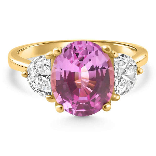 Pompeii3 Sapphire Diamond Ring Yellow Gold US 5 2