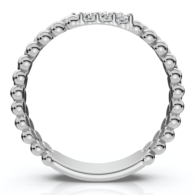Pompeii3 Two Row Beaded Stackable Ring 14k Gold US 5 4