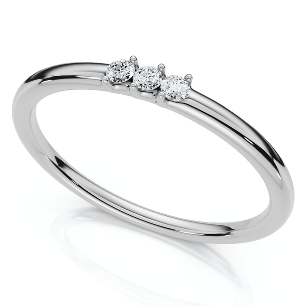 Pompeii3 Delicate Diamond 3-Stone Ring Gold US 4.5 3