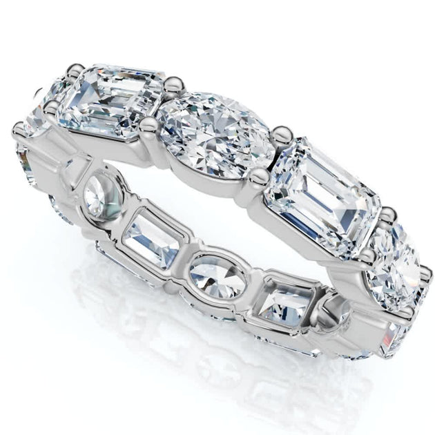 Pompeii3 6.5Ct Oval Emerald Diamond Eternity Ring 14k Gold US 8 2