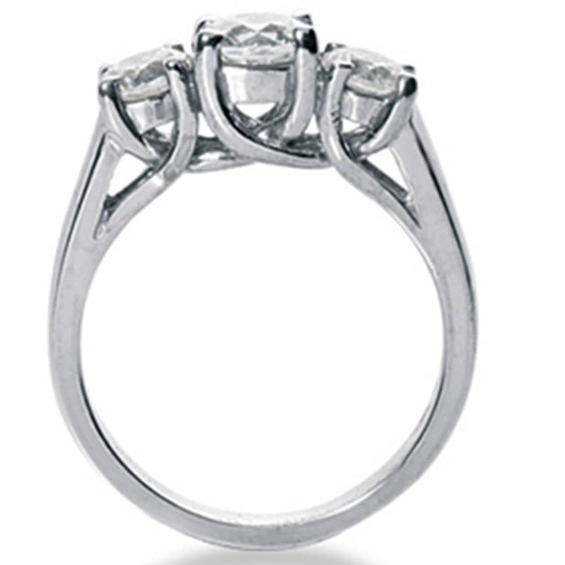 Pompeii3 Three Stone Diamond Engagement Ring 10K White Gold US 5 4
