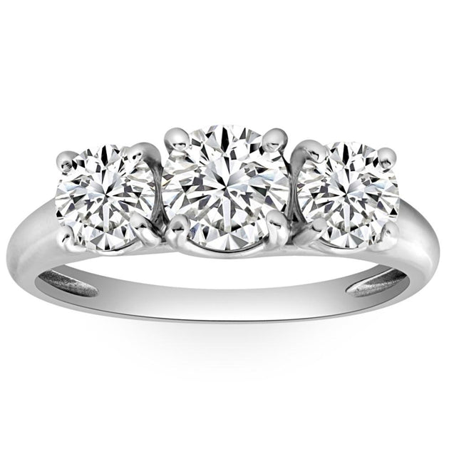 Pompeii3 Three Stone Diamond Engagement Ring 10K White Gold US 5 2