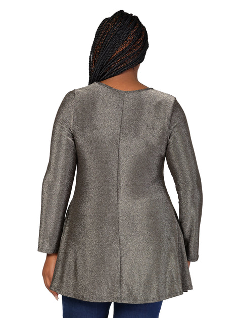 24seven Comfort Apparel Plus Tunic Silver 3X 4