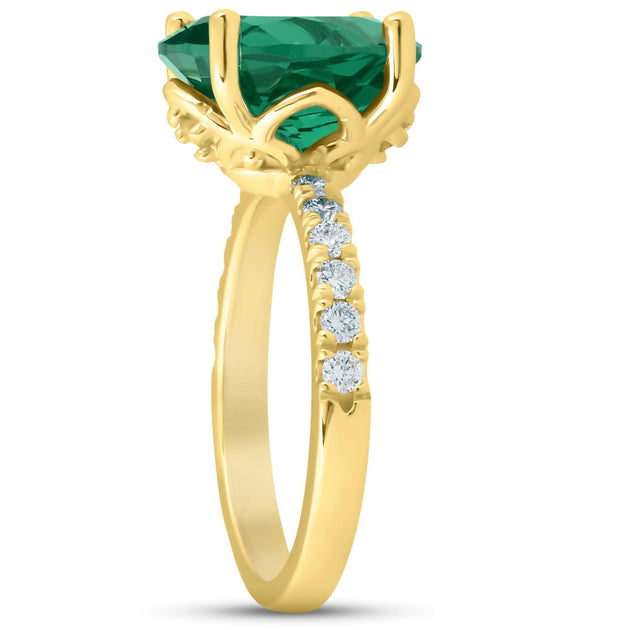Pompeii3 Emerald Diamond Ring Yellow Gold US 6 4