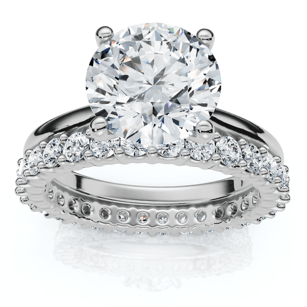 Pompeii3 Solitaire Diamond Ring & Eternity Band Silver US 8.5 2