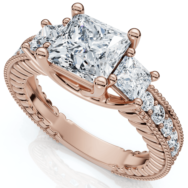 Pompeii3 Three Stone Diamond Engagement Ring 14k Gold US 8.5 4