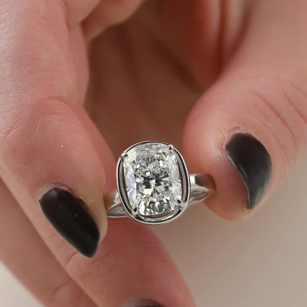 Pompeii3 4Ct Cushion Lab Grown Diamond Solitaire Engagement Ring US 6.5 4