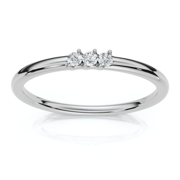 Pompeii3 Delicate Diamond 3-Stone Ring Gold US 4.5 2