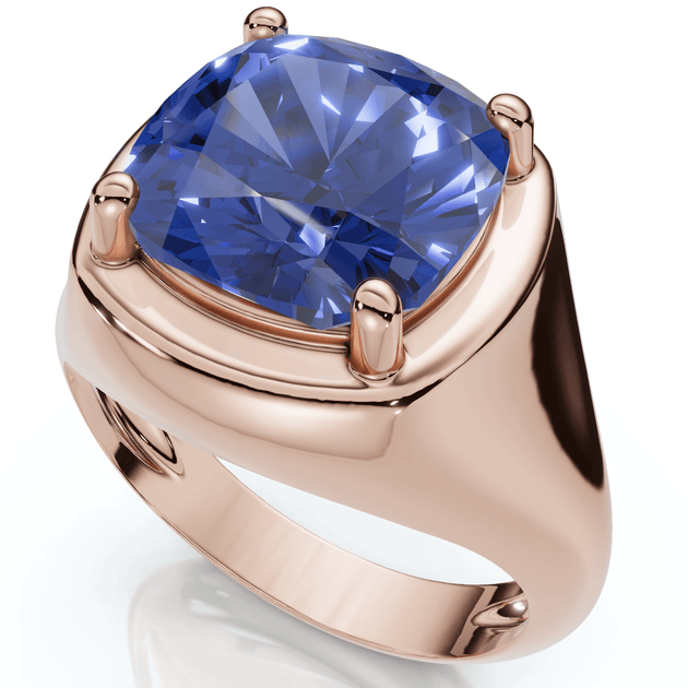 Pompeii3 5ct Cushion Blue Sapphire Button Ring 14k Gold US 4.5 2