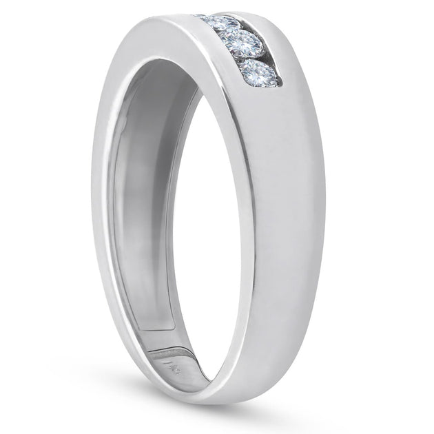 Pompeii3 Channel Set Diamond Wedding Ring 14K White Gold US 6.5 3