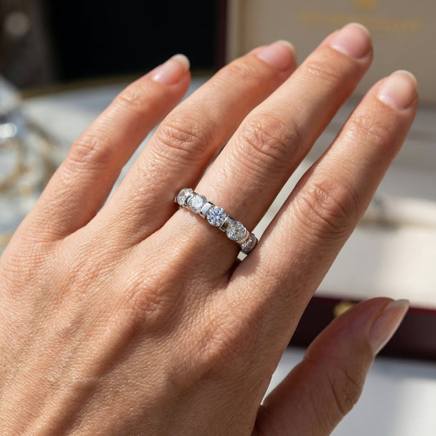 Pompeii3 Bar Set Diamond Eternity Ring 14k Gold US 4 6