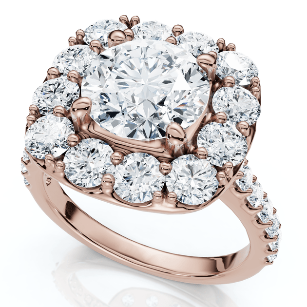 Pompeii3 Certified 3.5ct Cushion Halo Diamond Engagement Ring 14k Gold US 4 2