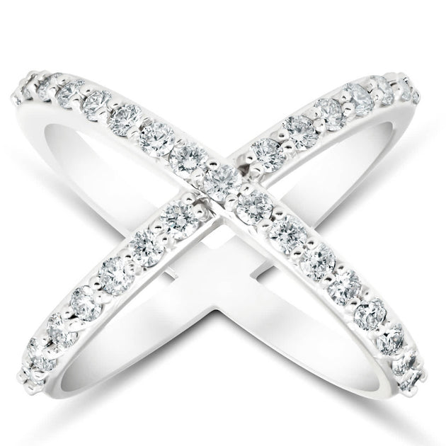 Pompeii3 1 Ct Diamond X Ring White Gold US 5 4