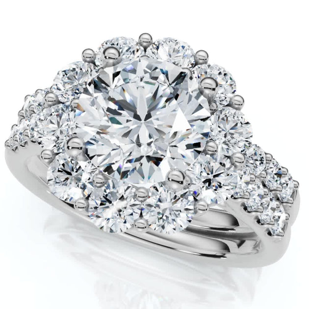 Pompeii3 Halo Diamond Engagement Wedding Ring Set 14k Gold US 8.5 4