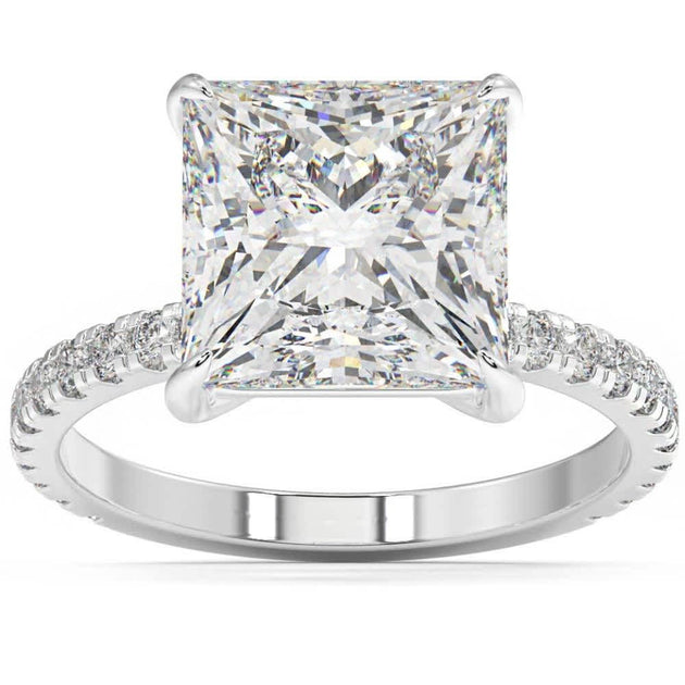 Pompeii3 Princess Cut Diamond Engagement Ring 4.5ct Gold US 4.5 2