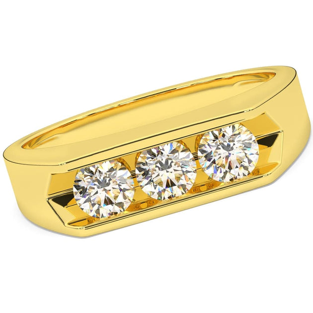 Pompeii3 Three Stone Diamond Ring 10k Yellow Gold US 8.5 3