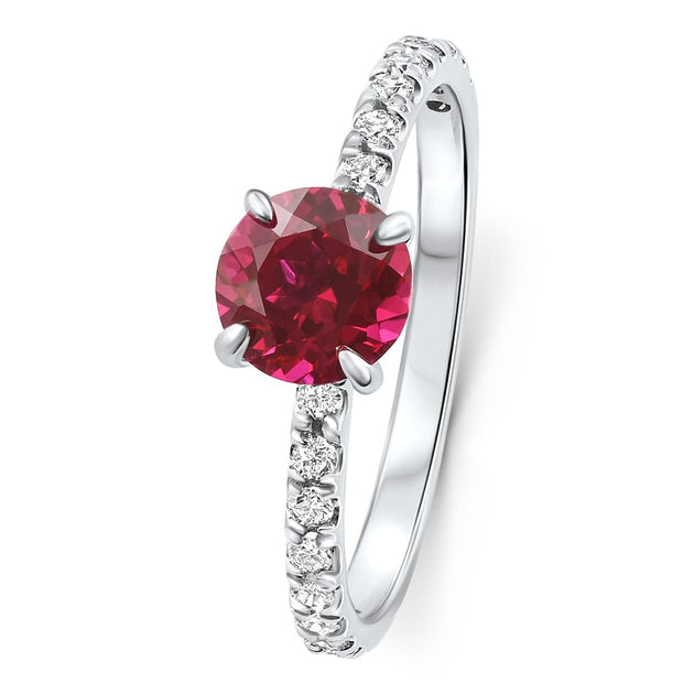 Pompeii3 VS 1Ct Round Ruby Diamond Ring 10k Gold Red US 7 2