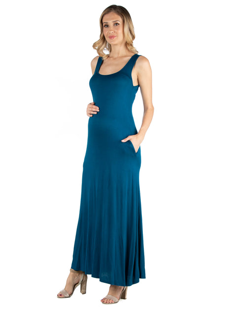 24seven Comfort Apparel Robe Longue de Maternité Bleu XLarge 3