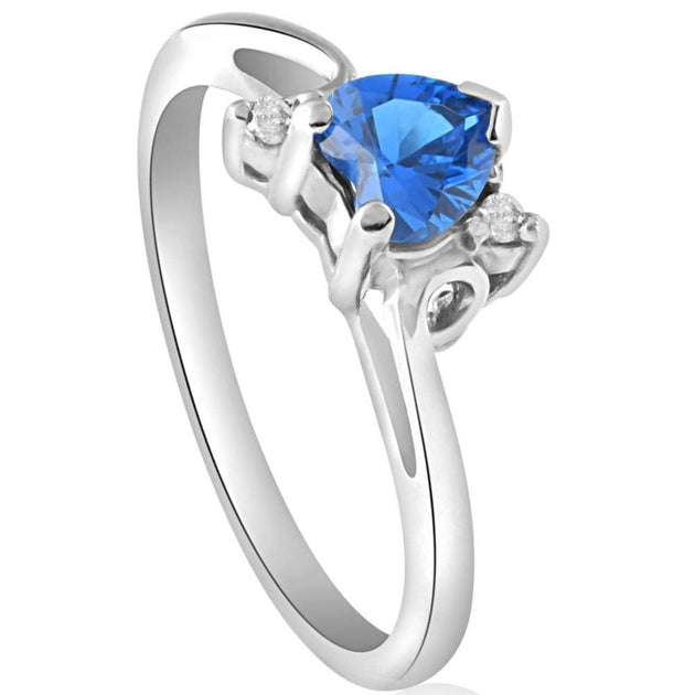 Pompeii3 1/3Ct Heart Shaped Blue Sapphire Diamond Ring Multi US 6.5 4