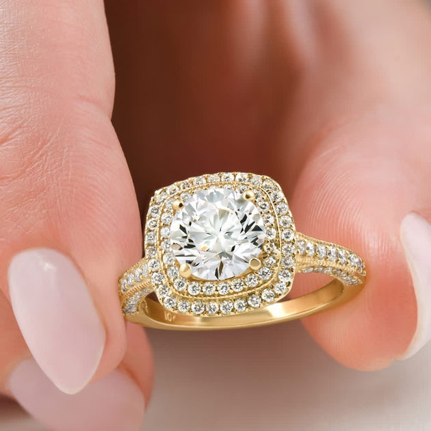 Pompeii3 Cushion Halo Engagement Ring Multi US 8 6