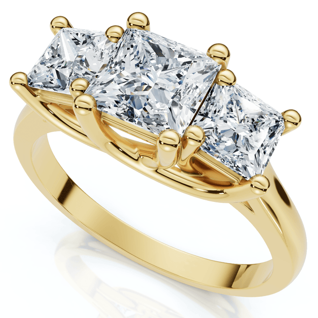 Pompeii3 1.5Ct Princess Cut Diamond 3-Stone Engagement Ring 14k Gold US 7.5 3