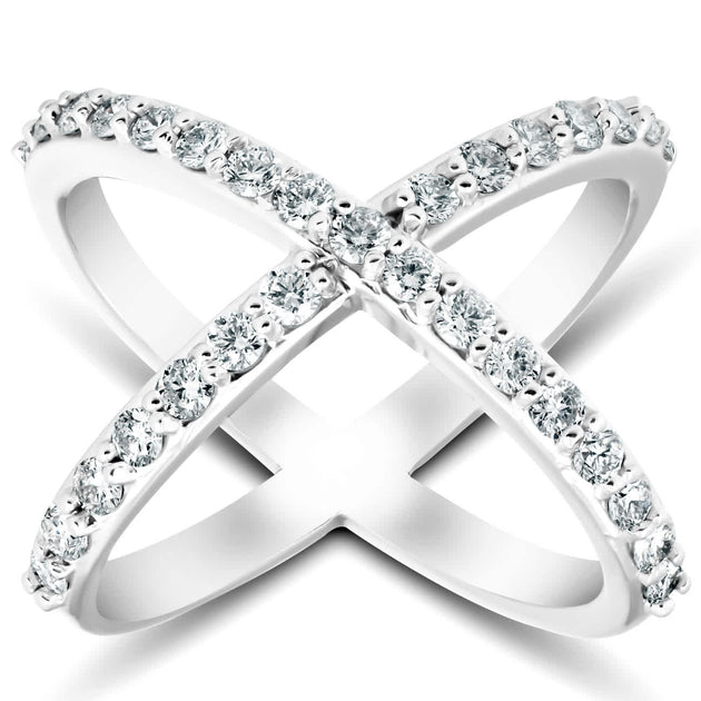 Pompeii3 1 Ct Diamond X Ring White Gold US 5 2