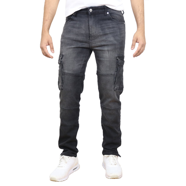 Blue Ice Men's Stretch Cargo Jeans Black 38x32 3