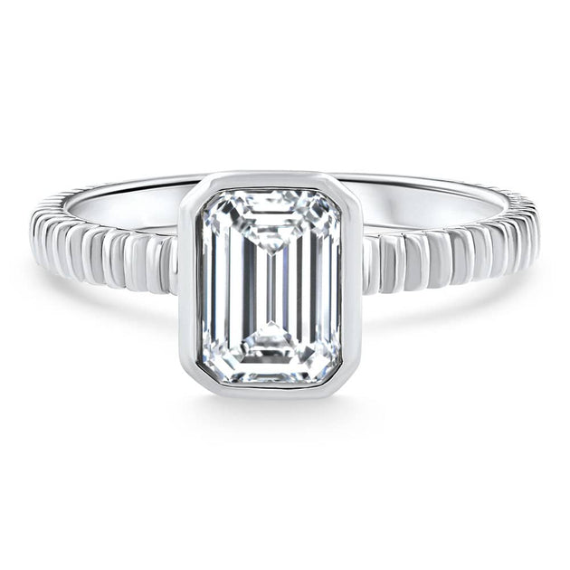 Pompeii3 Solitaire Emerald Diamond Bezel Engagement Ring Gold 8 2