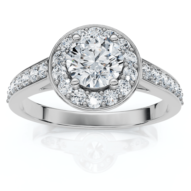 Pompeii3 Halo Engagement Ring 14k Gold US 5 4