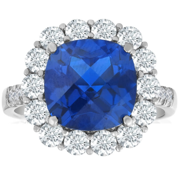 Pompeii3 Halo Sapphire Ring White Gold US 8 2