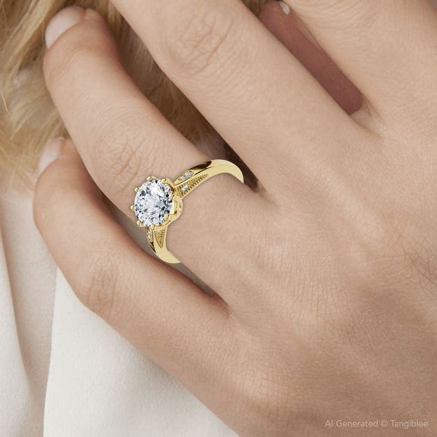 Pompeii3 Crown Setting Diamond Engagement Ring Silver US 5 4