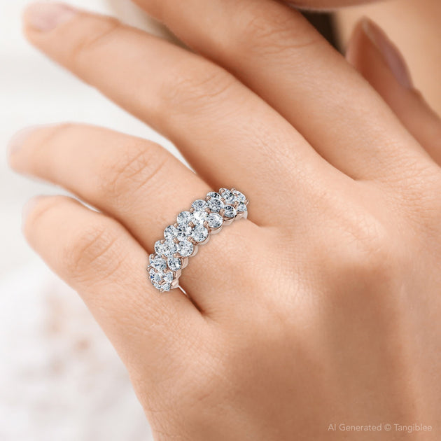 Pompeii3 Multi Row Diamond Anniversary Ring 14k Gold US 4.5 6