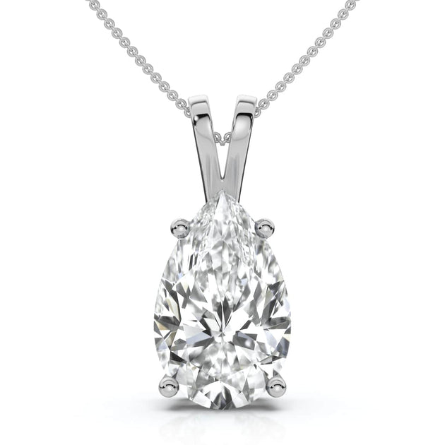 Pompeii3 Pear Shape Solitaire Pendant 14k Gold 18in 3
