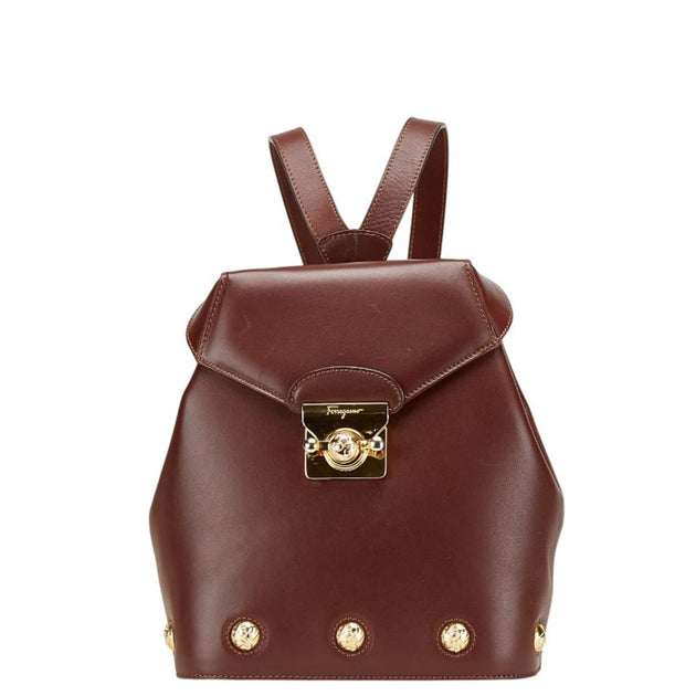 Salvatore Ferragamo Leather Backpack Brown One Size 3