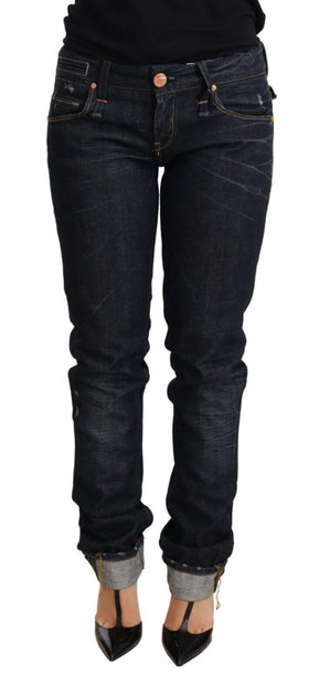 Acht Cotton Slim Fit Folded Hem Jeans Dark Blue W26 2