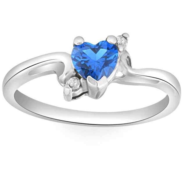 Pompeii3 1/3Ct Heart Shaped Blue Sapphire Diamond Ring Multi US 6.5 2