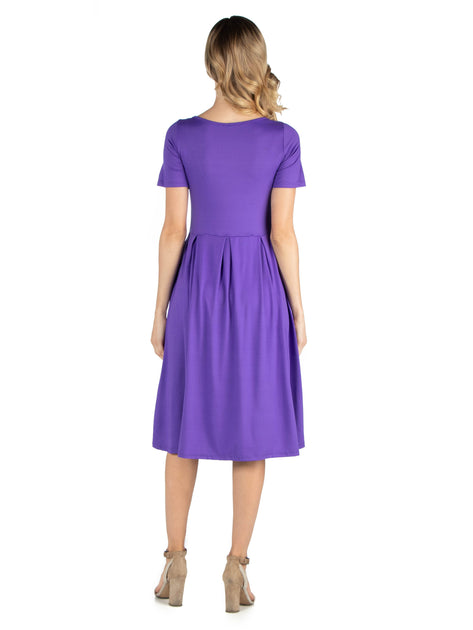 24seven Comfort Apparel Robe Mi-longue de Maternité Bleue 3X 4