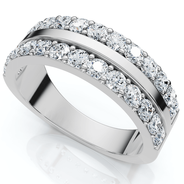 Pompeii3 1Ct Diamond Wedding Double Row Anniversary Ring Gold US 4 6