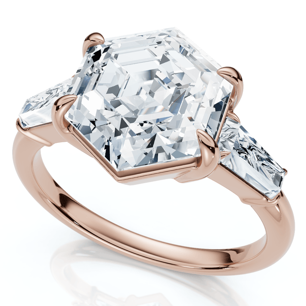 Pompeii3 Hexagon Diamond Engagement Ring US 5 2