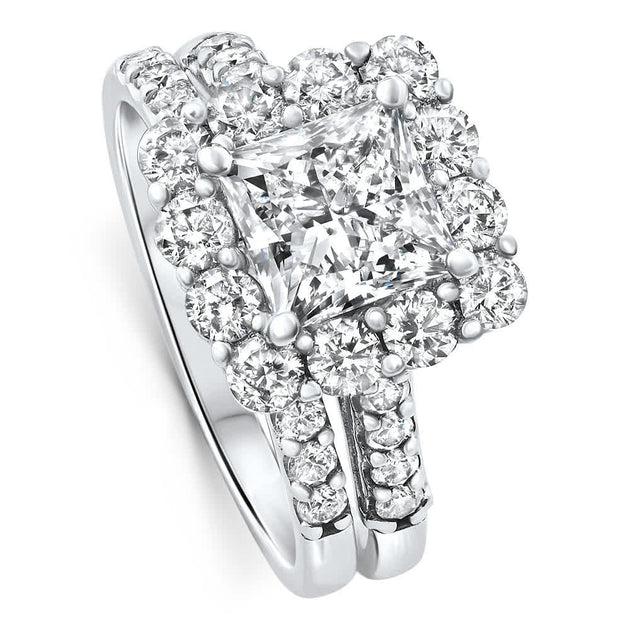Pompeii3 Princess Diamond Engagement Ring Set 14k Gold US 8.5 5