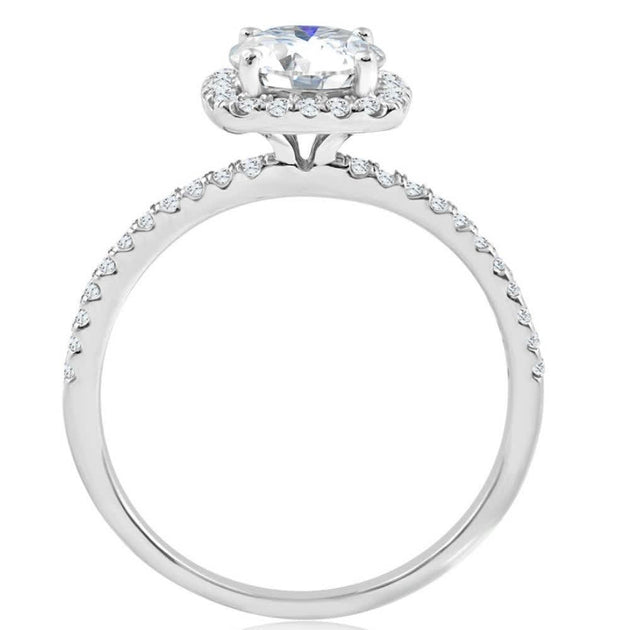 Pompeii3 1.75 Ct TW Lab Grown Diamond Cushion Halo Engagement Ring White US 7 6