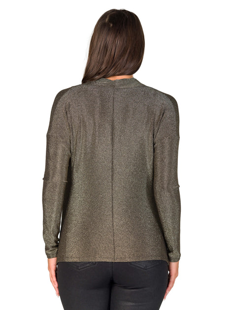 24seven Comfort Apparel Womens Cowl Neck Top Silver Medium 4