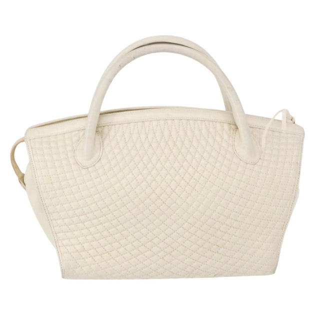 Bally Vintage Quilted Leather Handbag White Small 4