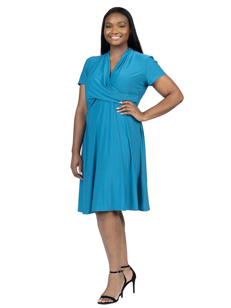 24seven Comfort Apparel Plus Short Sleeve Dress Black 1X 3