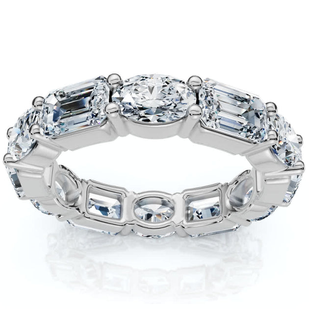 Pompeii3 6.5Ct Oval Emerald Diamond Eternity Ring 14k Gold US 8 4
